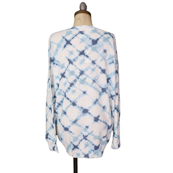 AERIE OFFLINE Oversized Crew Sweater M Marbled Blue Tie Dye Pullover NWT B68 - Picture 3 of 6